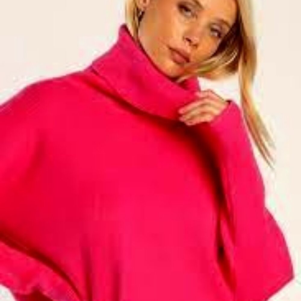 NWT ELAN Mohair Cowlneck Jumper Sweater Hot Pink M